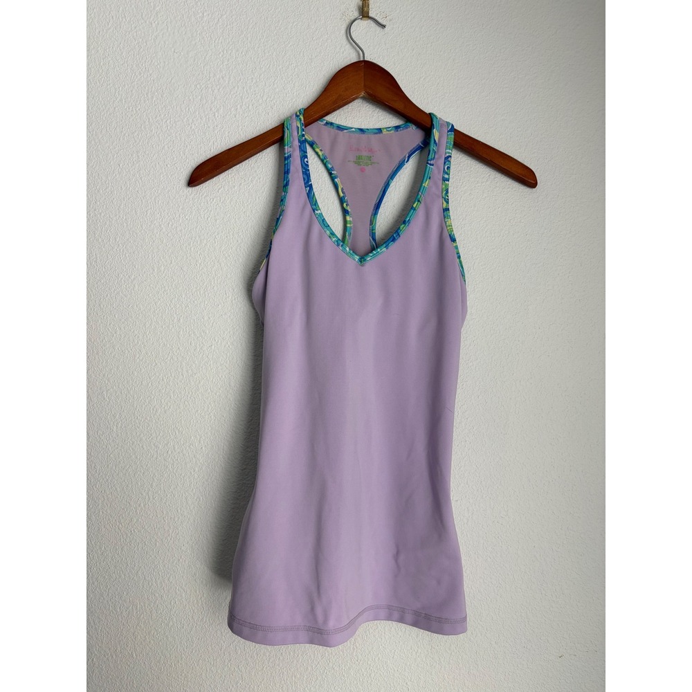 Lilly Pulitzer Luxletic Lavender Purple Racerback Tank Top Shelf Bra XS